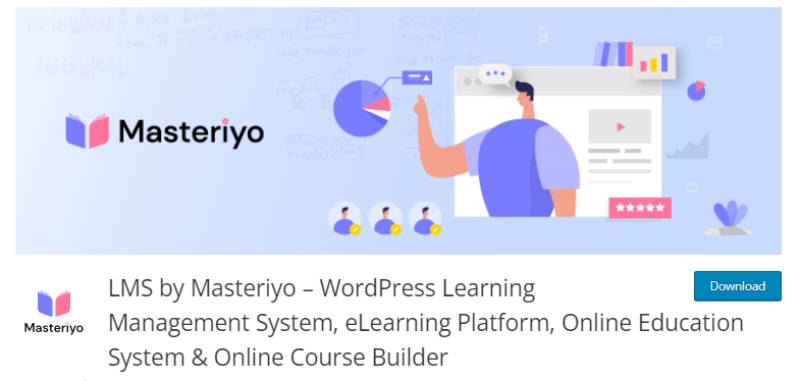 masteriyo wordpress plugin for online courses download page