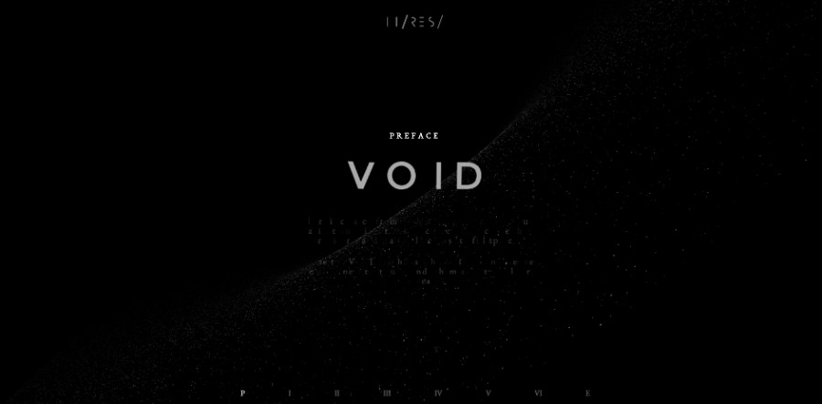 void - the black background website homepage screenshot